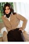 Pearl Detailed Crew Neck Buttoned Knitwear Cardigan - Mink -