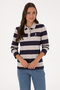 Women's Plum Striped Polo Neck Sweatshirt 50314207-Vr074 - 3