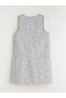 Alita City Lcw Kids Gray Oval Neck Pleated Girls Tweed Dress with a Difference - 5