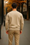 Men's Casual Basic Cream Loose Sweater - 6