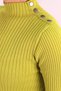 Women's Oil Green Mock Neck Knitwear Sweater with Staple Detail on the Shoulders Arm-26K136065 - 3