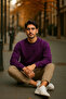 Men's Casual Basic Purple Loose Sweater - 3