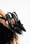 Double Strap Buckle Detailed Very Comfortable Fit Black Patent Leather Women's Heeled Shoes (Heel Height 8cm) - 2