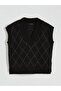Lcwaikiki classic black baklava patterned Oversized women's knitwear sweater - 5
