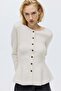 Rib-knit peplum cardigan