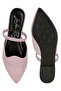 Women Glitter Faux Leather Flat Mules in Pink - 4