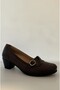 Genuine Leather Orthopedic Sole Brown Heeled Shoes with Heel Spurs Feature