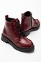 02-2001 Burgundy Wrinkled Patent Leather Lace-Up Zippered Casual Women's Boots - 5