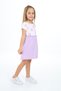 Girl's Printed Regular Fit Crew Neck Short Sleeve Dress - Color Block - 3