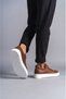 Slw152 Cool Lace-Up Patent Leather Men's Casual Sports Classic Shoes Tan White - 3