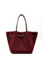 Burgundy Suede Shk159 Suede Fabric, Lined, Snap Fasteners, Lock Detail Handbag, Shoulder Bag - 3