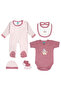 5 piece Sets include Bib, Romper, Mittens, Cap and Sleepsuit, 6-9 Months