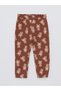 Lcw Baby Brown Elastic Waist Printed Baby Girl Tracksuit Bottom - 3