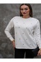 Baklava Pattern Stone Embroidered Sweater
