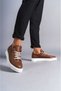 Slw152 Cool Lace-Up Patent Leather Men's Casual Sports Classic Shoes Tan White
