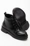 02-2001 Black Wrinkled Patent Leather Lace-Up Zippered Casual Women's Boots - 4
