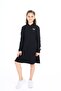 Girl's Printed Relax Fit Polo Neck Buttoned Long Sleeve Dress -