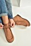 V846926302 Tan Suede Flat Sole Lace-Up Women's Boots - 3