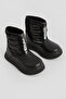 Children's Unisex Black Flexible Thermo Sole Warm Lined Zippered Snow Boots with Writing on the Front