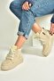 V367343402 Beige Suede Thick Soled Women's Boots with Fur Inside - 2