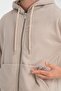 قماش من ثلاث خيوط من القطيفة من الداخل Ov قصة فضفاضة ermuarlı Ka بغطاء رأس weatshirt - بيج رملي - 5