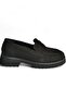 V944086101 Black Genuine Leather Nubuck Thick Soled Loafer Shoes - 5