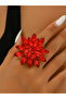 Red Flower Statement Ring - 3
