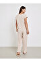 Beige Knit Textured Top and Long Pyjama Set - 5