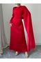 Solid Cape Detail A-Line Maxi Dress - 5