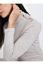 Beige Bodycon Midi Dress with Button Detail - 4