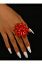 Red Flower Statement Ring - 2