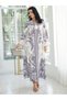 Floral Print Embellished Faux Pearl Tassel Jalabiya - 4