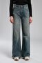 Sandy high waist wide leg cut wide leg blue women's jean pants - 2