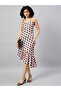 Polka Dot Asymmetric Hem Midi Dress - 3