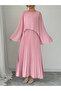 Pink Embellished Pleated Maxi Dress
