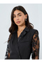 Black Lace Sleeve Blazer Midi Dress - 4