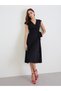Women Black Lace Detail Sleeveless A-Line Midi Dress - 2