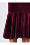 Burgundy Lace Insert Mermaid Hem Midi Dress - 4