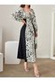 Butterfly Print Balloon Sleeve Midi Dress - 5