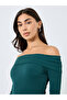 Teal Ribbed Off Shoulder Midi Dress - 4