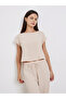 Beige Knit Textured Top and Long Pyjama Set - 2