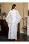Foil Print Tassel Beaded Detail Kimono and Dress Modest Set - 4