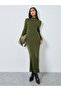 Turtle Neck Knitted Sweater Maxi Dress - 2