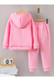 Girl Graphic Print Hoodie with Pants Set - 2