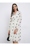 Polka Dot Frayed Knee Length Dress - 3