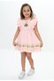 Girl's Printed Relax Fit Crew Neck Ruffle Sleeve Smocked Dress