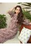 Brown Leaf Print A-Line Midi Dress - 2