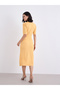 Women Beige Self Design Short Sleeves Sheath Midi Dress - 5