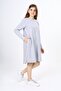 Girl's Printed Oversized Crew Neck Long Sleeve Dress with Pockets - - 2