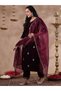 Purple Velvet Kurta with Pants and Dupatta Set - 3